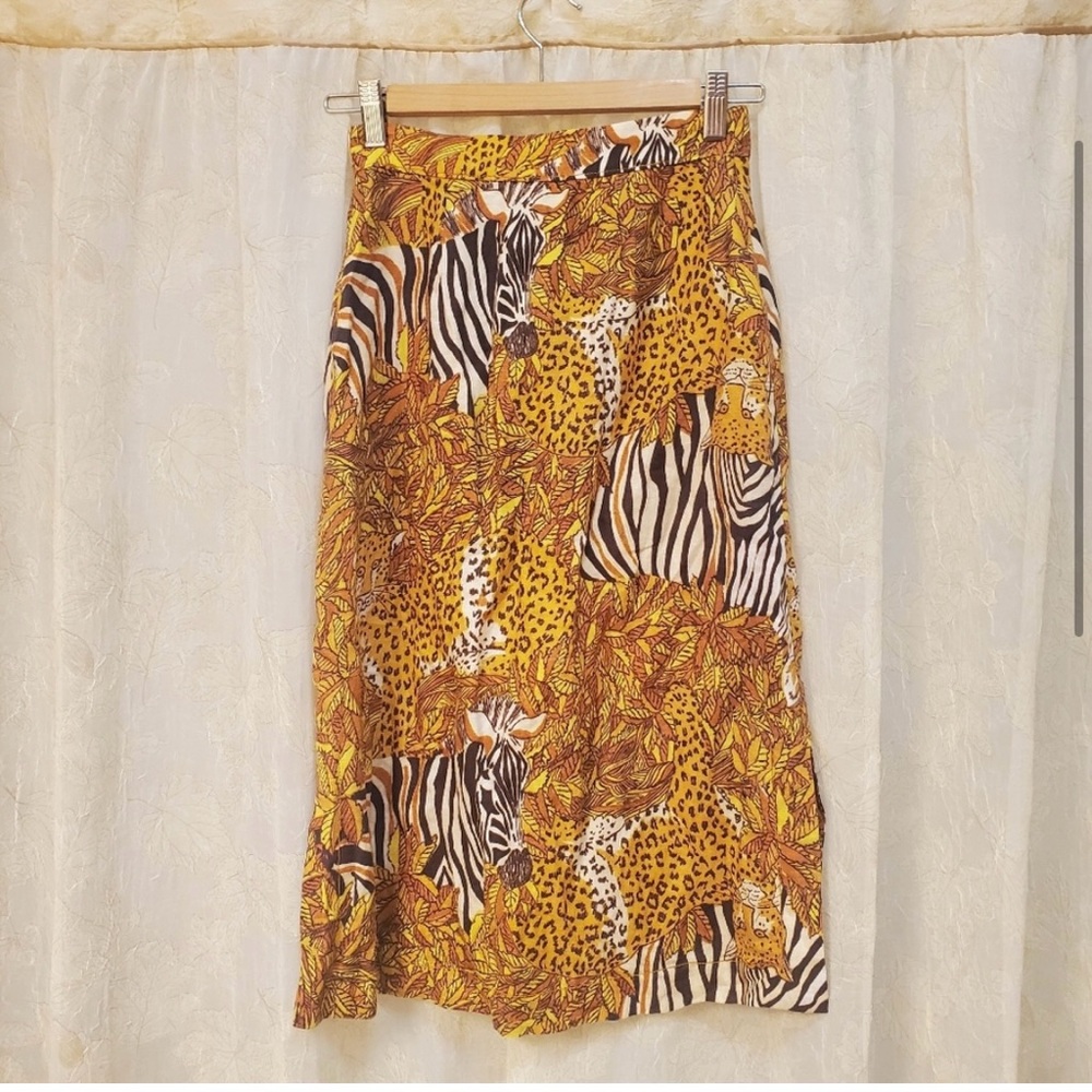 Maeve Zebra Print Safari Button Front Midi Skirt … - image 3